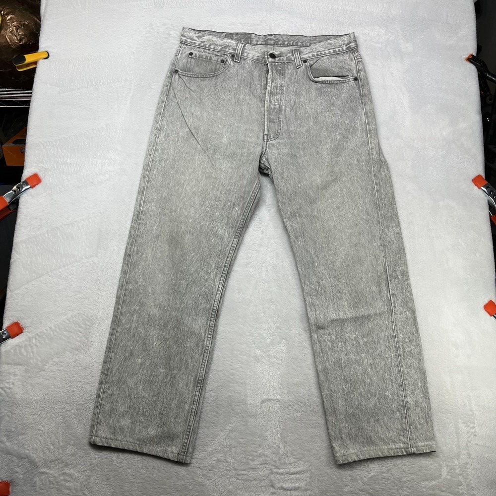 Vintage Levi's 501 Button Fly Jeans Men's Gray Denim High Rise Pockets - 34X27.5